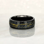 "STARDUST" Tungsten Carbide Black Ring 8mm w/ Meteorite Dust and Gold Specs - Pristine Pieces By Amy